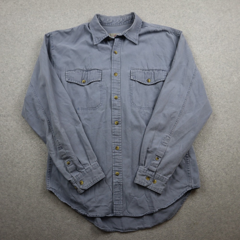 The Territory Ahead Shirt Mens L Blue Long Sleeve Cotton Canvas Utility Button
